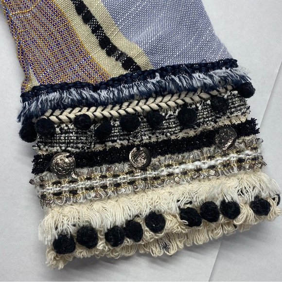 ZARA BOHO OPEN FRONT CARDIGAN POM POM FRINGE WOMENS SMALL BOHEMIAN - Picture 4 of 12